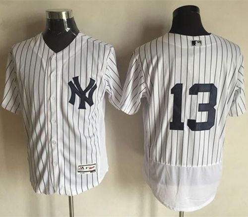 Yankees #13 Alex Rodriguez White Strip Flexbase Authentic Collection Stitched Jersey - Zenithce