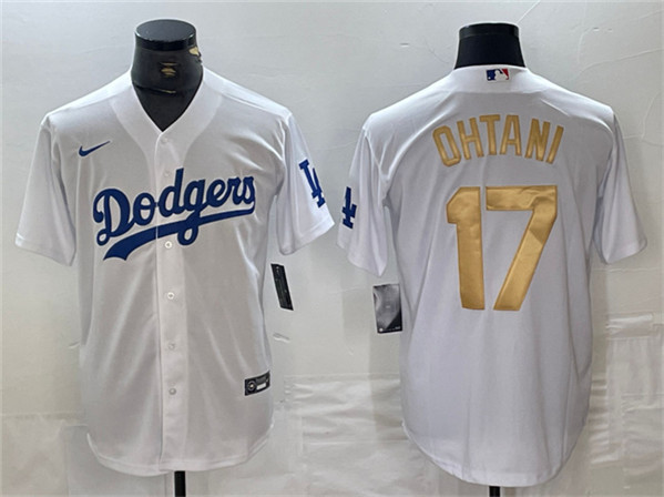 Los Angeles Dodgers #17 Shohei Ohtani White Gold Cool Base Stitched Jersey - Zenithce