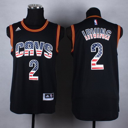 Cleveland Cavaliers #2 Kyrie Irving Revolution 30 Swingman 2014 USA Flag Fashion Black Jersey - Zenithce