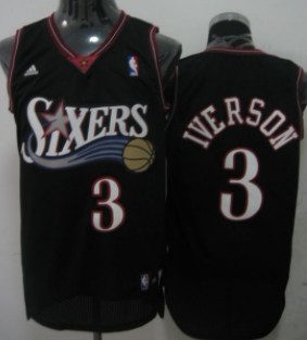 Philadelphia 76ers #3 Allen Iverson Black Swingman Jersey - Zenithce