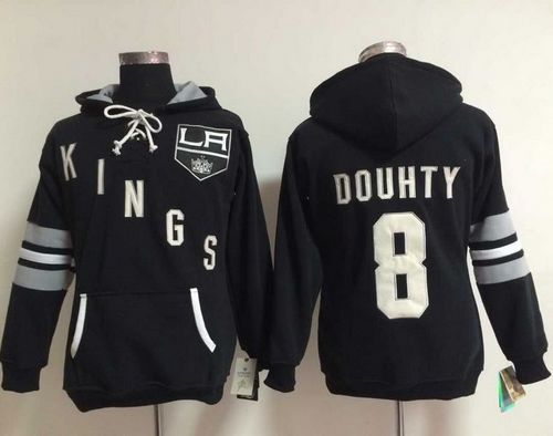 Los Angeles Kings #8 Drew Doughty Black Women's Old Time Heidi Hoodie - Zenithce