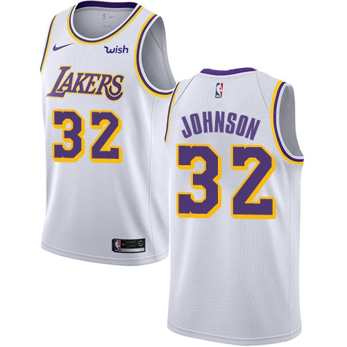 Lakers #32 Magic Johnson White Swingman Association Edition Jersey - Zenithce