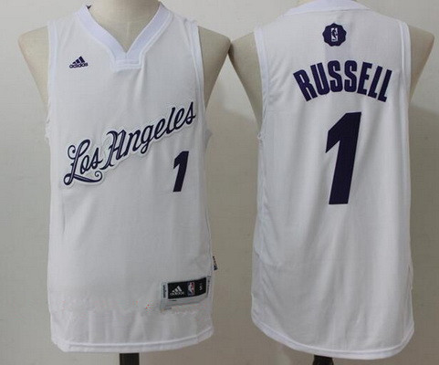 Los Angeles Lakers #1 D'Angelo Russell adidas White 2016 Christmas Day Stitched Swingman Jersey - Zenithce