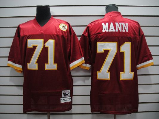 Mitchell And Ness Redskins #71 Charles Mann Red Stitched Throwback Jersey - Zenithce