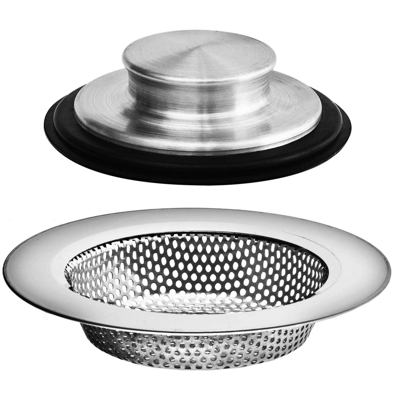 Hilltop Products 2 Pack Kitchen Sink Strainer and Stopper Combo Basket Replacement for Standard 3-1/2 inch Drain - Zenithce