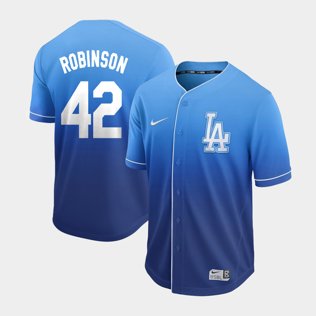 Los Angeles Dodgers #42 Jackie Robinson Blue Fade Cooperstown Collection Legend Stitched Jersey - Zenithce