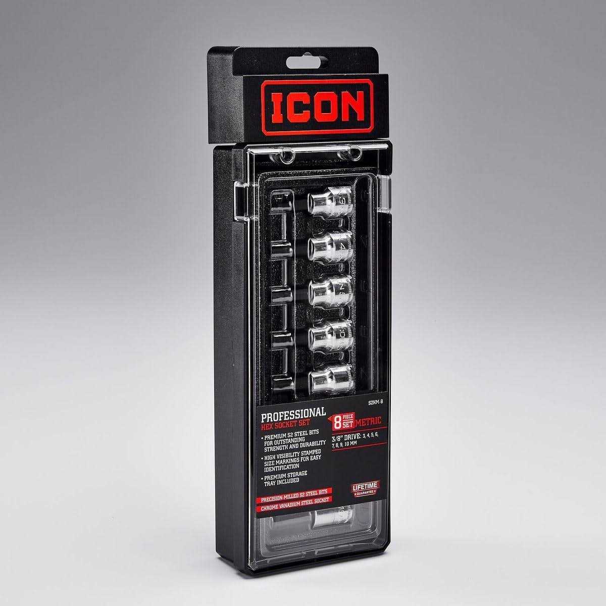 Icon 3/8 in. Drive Metric Professional Crowfoot Wrench Set - Zenithce