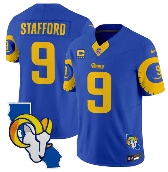 Los Angeles Rams #9 Matthew Stafford Royal 2025 4-Star C Patch F.U.S.E. V2 Limited Stitched Jersey - Zenithce