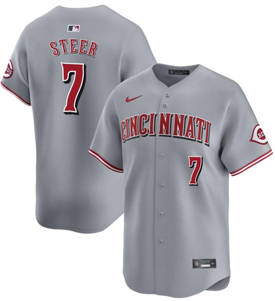 Cincinnati Reds #7 Spencer Steer Gray Away Limited Stitched Jersey - Zenithce