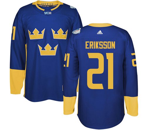 Team Sweden #21 Loui Eriksson Blue 2016 World Cup Stitched Jersey - Zenithce