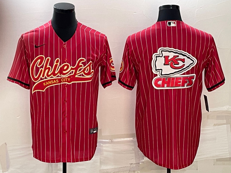 Kansas City Chiefs Red Team Big Logo With Patch Cool Base Stitched Baseball Jersey - Zenithce