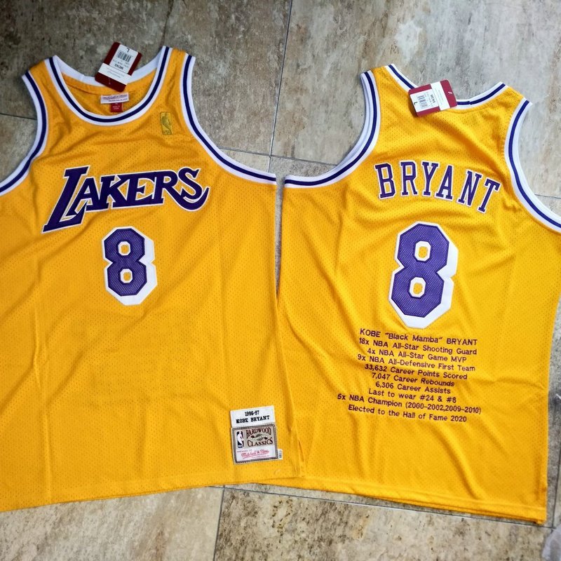 Los Angeles Lakers #8 Kobe Bryant Yellow 1996-97 Hardwood Classics Soul AU Throwback Jersey - Zenithce