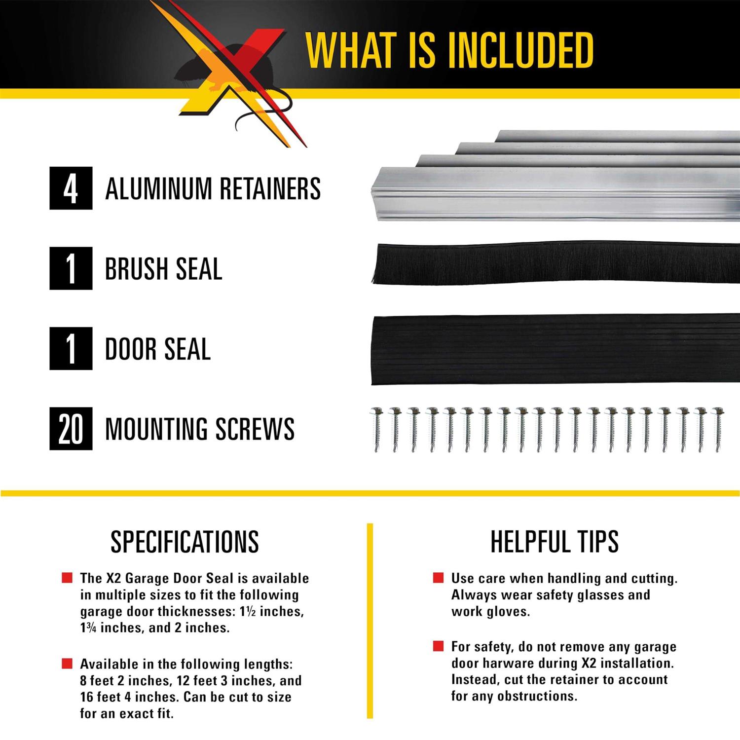 Xcluder X2 Rodent Proof Roll-Up Door Seal Kit - Zenithce