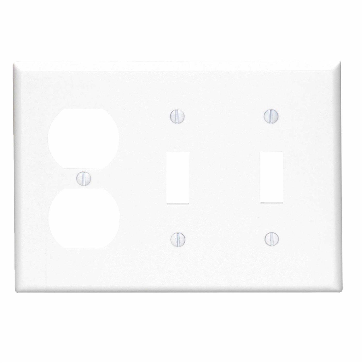 Leviton White 3-Gang 1-Toggle/2-Duplex Wall Plate 88047 - Zenithce