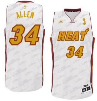 Miami Heat #34 Ray Allen Revolution 30 Swingman White With Gold Jersey - Zenithce