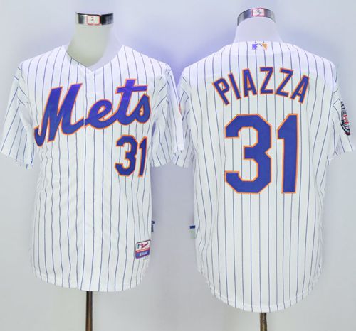 Mets #31 Mike Piazza White(Blue Strip) 2016 Hall Of Fame Patch Stitched Jersey - Zenithce