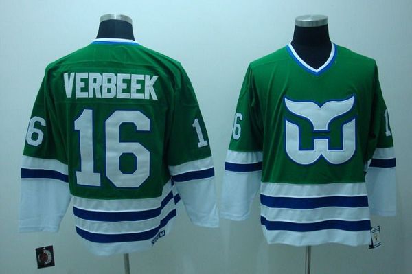 Whalers #16 Patrick Verbeek Stitched CCM Throwback Green Jersey - Zenithce