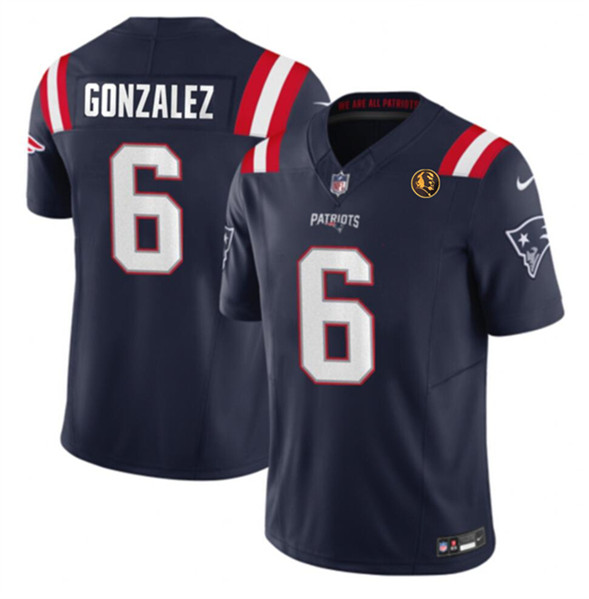 New England Patriots #6 Christian Gonzalez Navy 2023 F.U.S.E. With John Madden Patch Vapor Limited Stitched Jersey - Zenithce