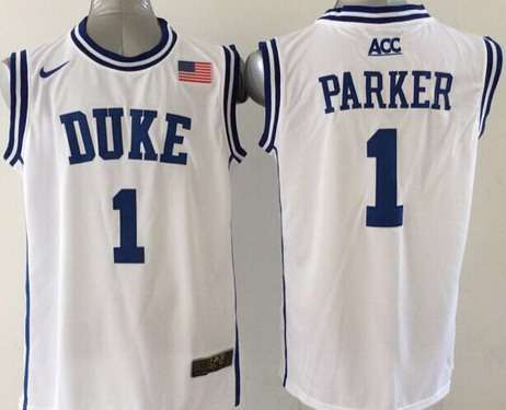 Duke Blue Devils #1 Jabari Parker 2015 White Round Collar Jersey - Zenithce