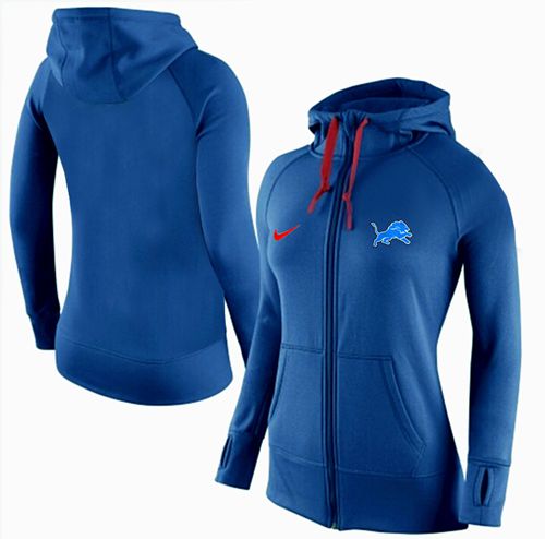 Women's Nike Detroit Lions Full-Zip Performance Hoodie Blue - Zenithce
