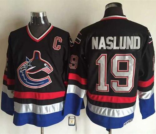 Canucks #19 Markus Naslund Black Blue CCM Throwback Stitched Jersey - Zenithce