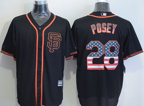 Giants #28 Buster Posey Black USA Flag Fashion Stitched Jersey - Zenithce