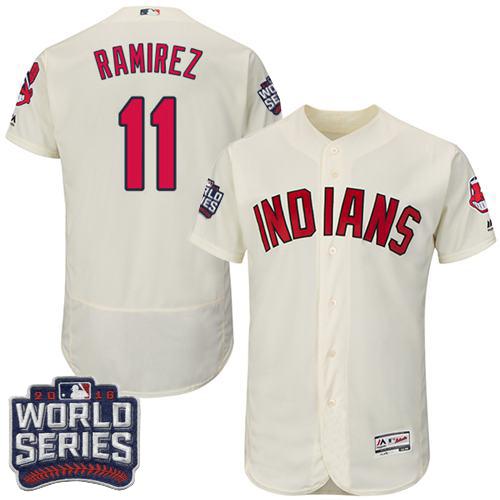 Indians #11 Jose Ramirez Cream Flexbase Authentic Collection 2016 World Series Bound Stitched Jersey - Zenithce