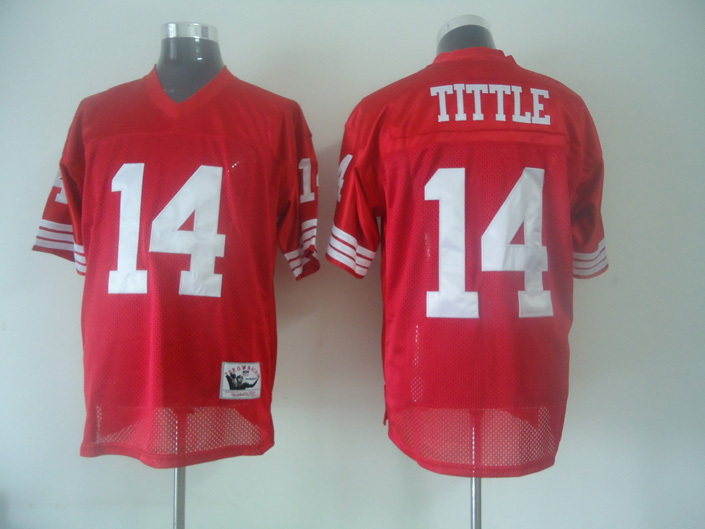 Mitchell And Ness 49ers #14 Y.A. Tittle Red Stitched Jersey - Zenithce