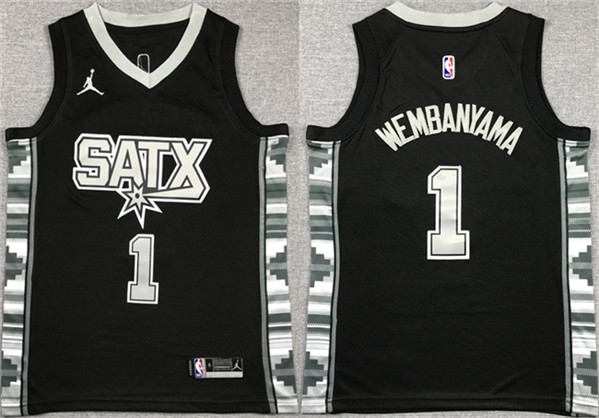 San Antonio Spurs #1 Victor Wembanyama Black Statement Edition Stitched Jersey - Zenithce
