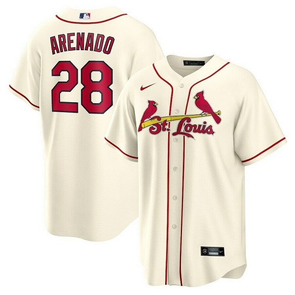 St. Louis Cardinals #28 Nolan Arenado Cream Cool Base Stitched Jersey - Zenithce