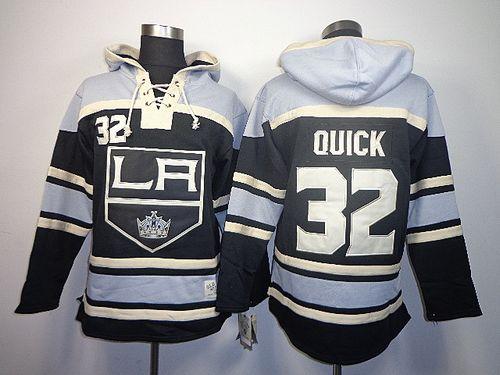 Kings #32 Jonathan Quick Black Sawyer Hooded Sweatshirt Stitched Jersey - Zenithce