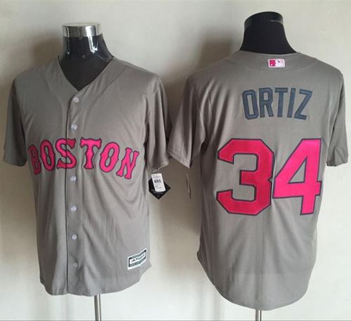 Red Sox #34 David Ortiz Grey New Cool Base 2016 Mother's Day Stitched Jersey - Zenithce
