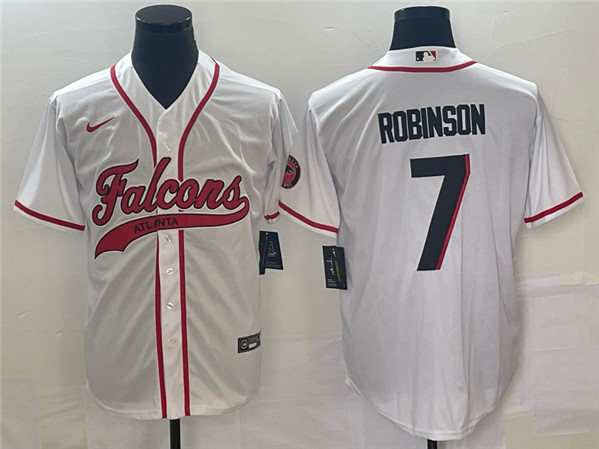 Atlanta Falcons #7 Bijan Robinson White With Patch Cool Base Stitched Jersey - Zenithce