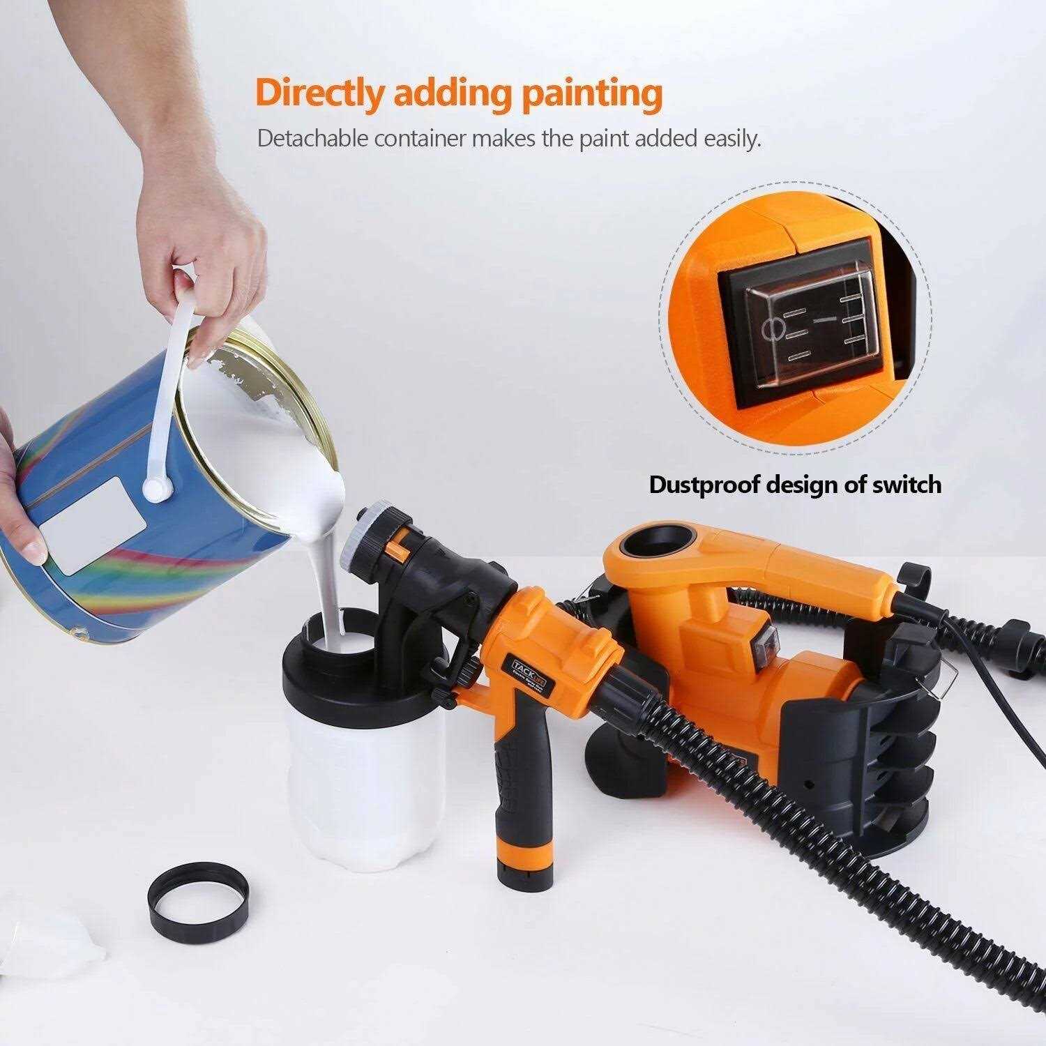Tacklife Paint Sprayer Hvlp 1100ml/min,800W Paint Gun - Zenithce