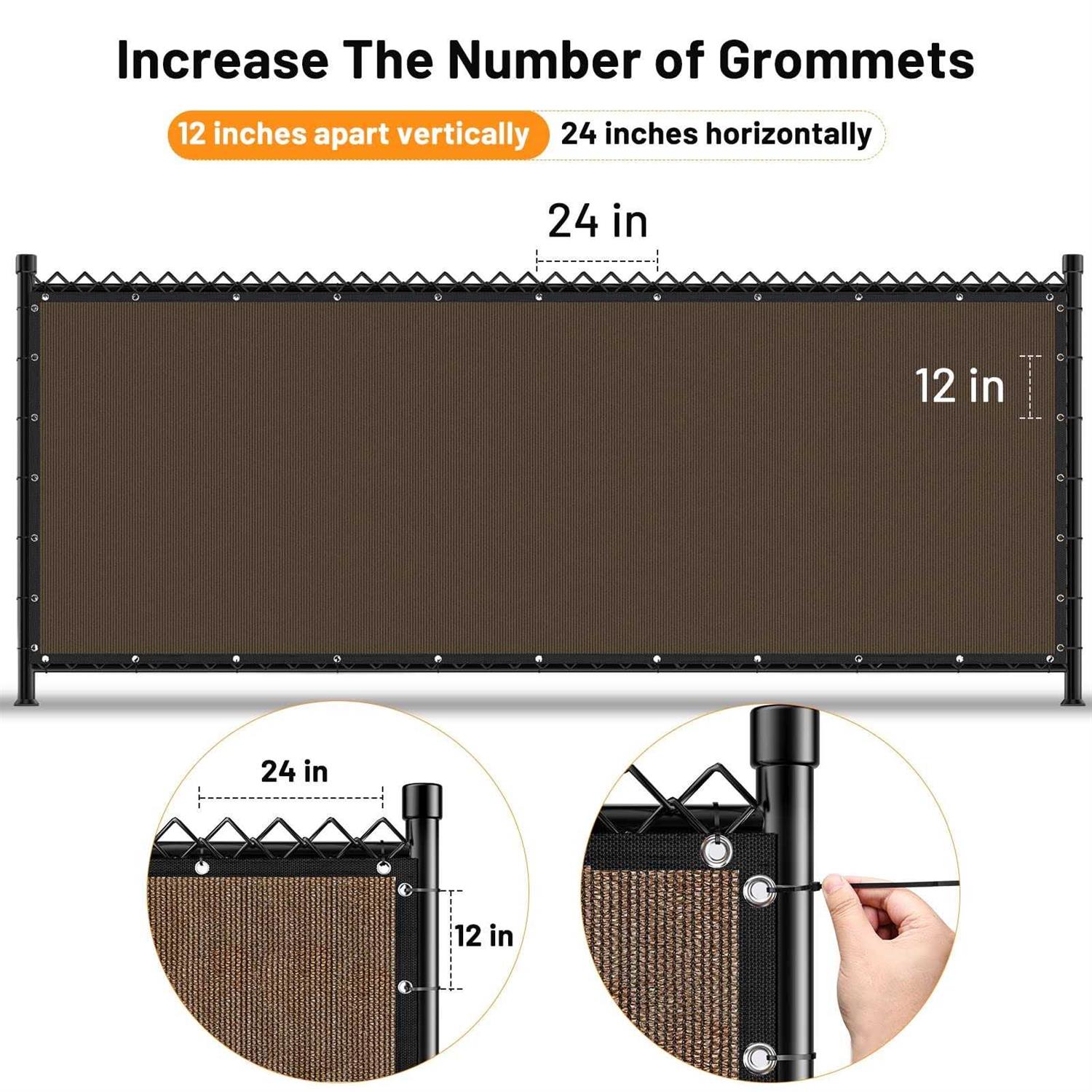 Winpull 6FT x 50FT Privacy Screen Fence Heavy Duty 170GSM Fencing Mesh Shade Net Cover Nickel-Plated Copper Grommets - Zenithce