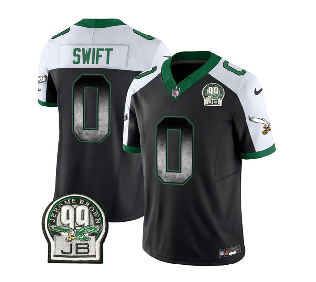 Philadelphia Eagles #0 D'Andre Swift Black White 2023 F.U.S.E. Throwback Vapor Untouchable Limited Stitched Jersey - Zenithce