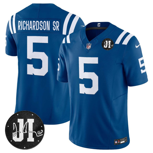 Indianapolis Colts #5 Anthony Richardson Blue 2025 F.U.S.E. Jim Irsay Patch Vapor Limited Stitched Jersey - Zenithce
