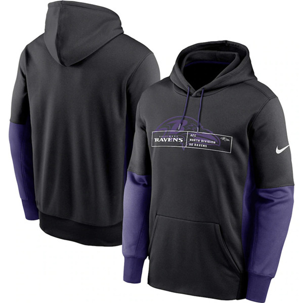 Baltimore Ravens Black Color Block Fleece Performance Pullover Hoodie - Zenithce