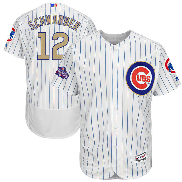 Chicago Cubs #12 Kyle Schwarber Majestic White 2017 Gold Program Flex Base Player Stitched Jersey - Zenithce