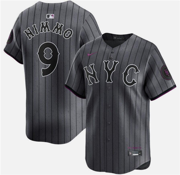 New York Mets #9 Brandon Nimmo Graphite 2024 City Connect Limited Stitched Jersey - Zenithce