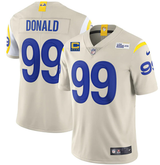 Los Angeles Rams 2022 #99 Aaron Donald Bone White With 4-Star C Patch Stitched Jersey - Zenithce