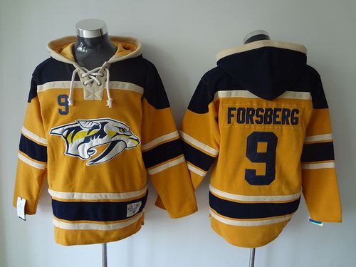 Predators #9 Filip Forsberg Yellow Sawyer Hooded Sweatshirt Stitched Jersey - Zenithce