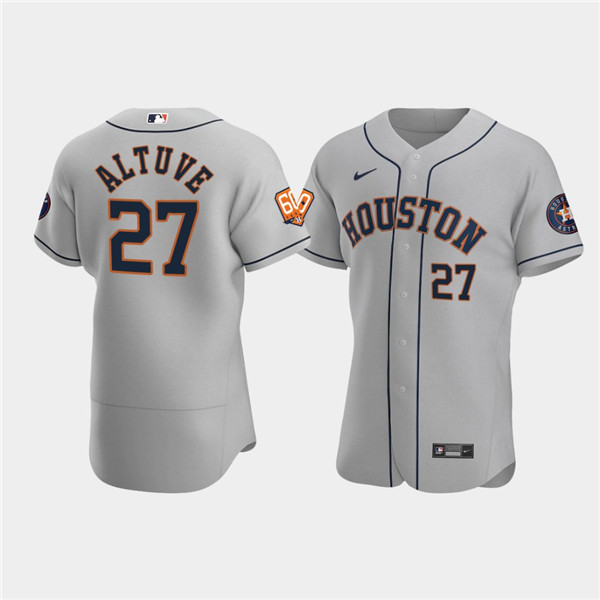 Houston Astros #27 Jose Altuve Gray 60th Anniversary Flex Base Stitched Baseball Jersey - Zenithce