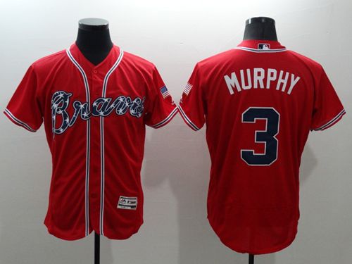 Braves #3 Dale Murphy Red Flexbase Authentic Collection Stitched Jersey - Zenithce