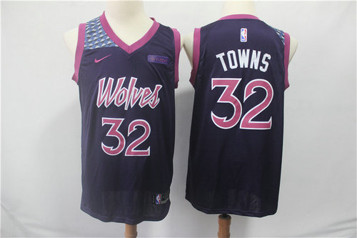 Minnesota Timberwolves 32 Karl-Anthony Towns Purple 2019 Swingman City Edition Jersey - Zenithce