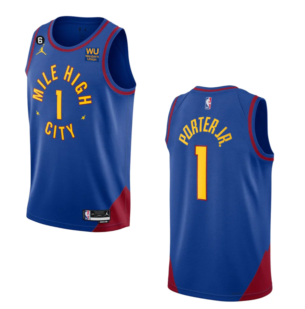 Denver Nuggets #1 Michael Porter Jr. Blue 2022-23 Statement Edition With NO.6 PatchStitched Jersey - Zenithce
