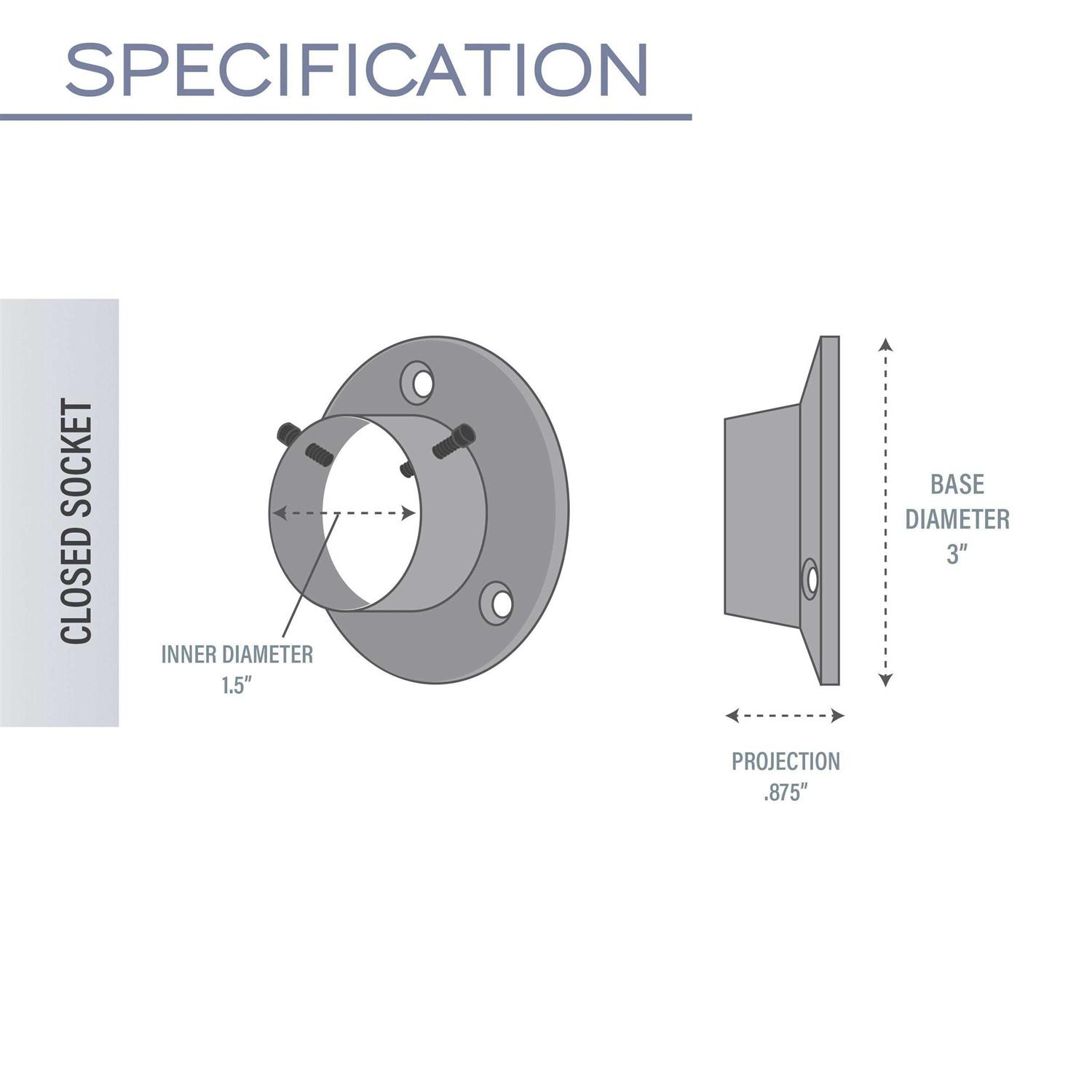 Rod Desyne 1.5 in. Adjustable Closet Rod and Socket Set - Zenithce