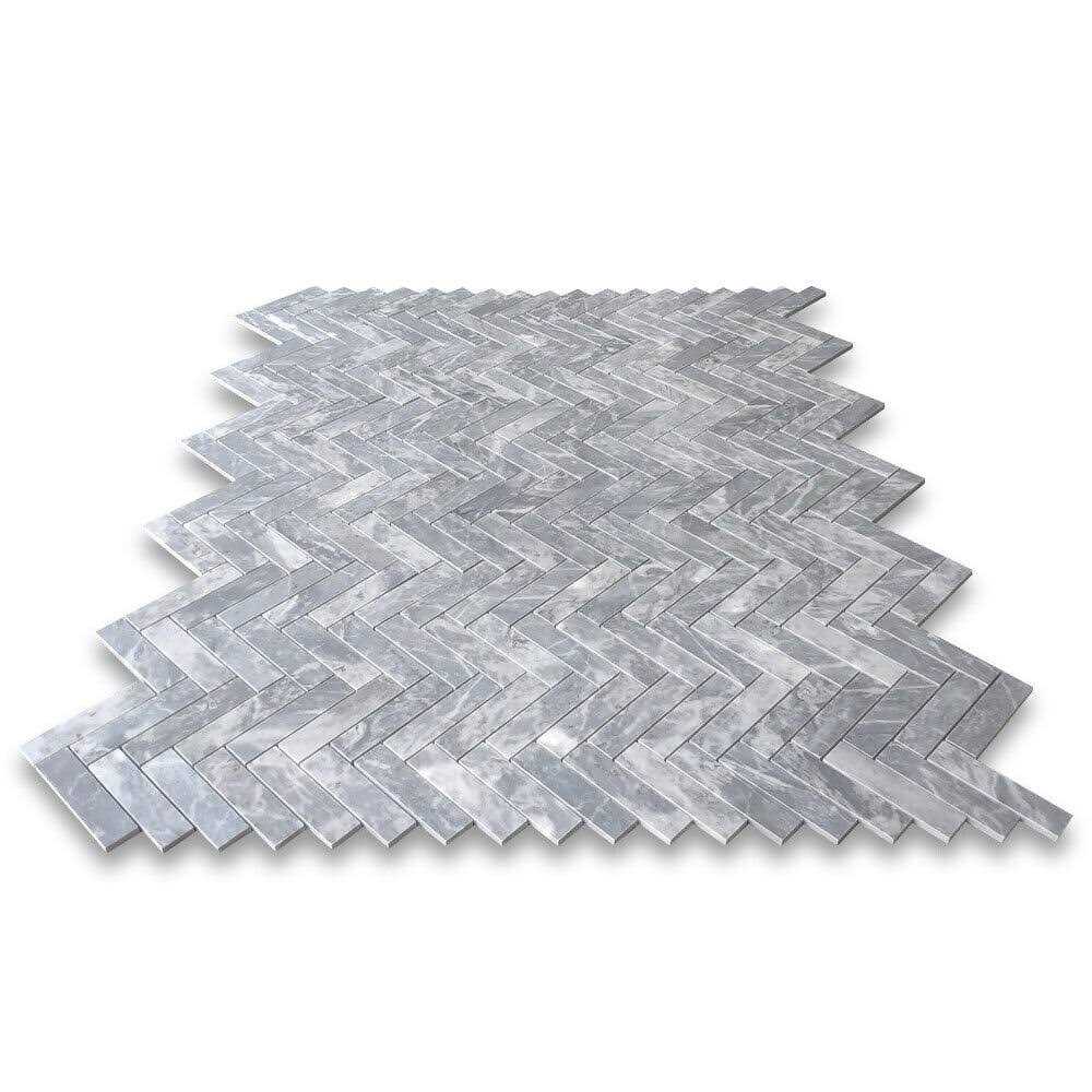 Marble Online Bardiglio Gray Marble Herringbone Mosaic Tile - Zenithce