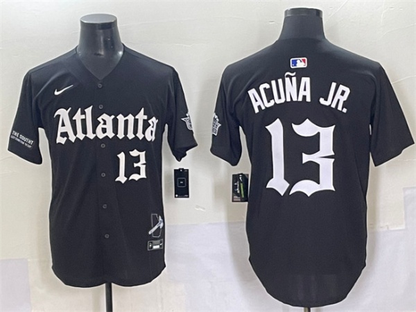 Atlanta Braves #13 Ronald Acuna Jr. Black Gothic South x Outkast Edition Vapor Limited Stitched Jersey - Zenithce