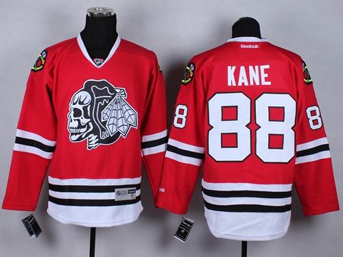Blackhawks #88 Patrick Kane Red(White Skull) Stitched Jersey - Zenithce